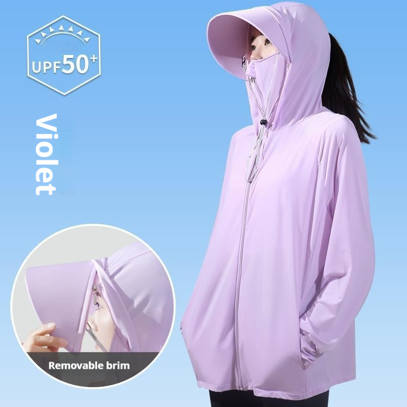 Women's active hooded Loose  rash guard UV Sun Protection