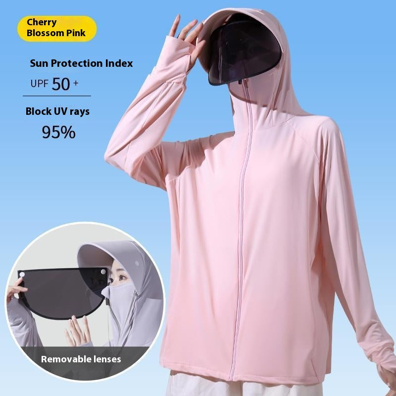 Women's active hooded Loose  rash guard UV Sun Protection