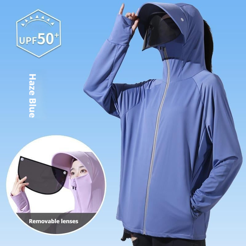 Women's active hooded Loose  rash guard UV Sun Protection