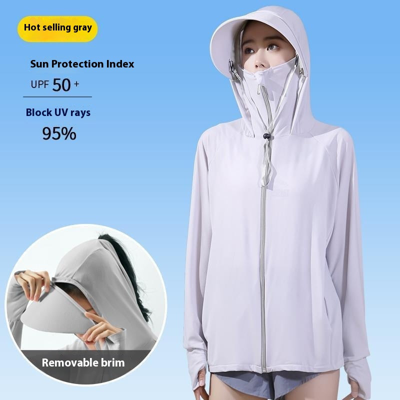 Women's active hooded Loose  rash guard UV Sun Protection