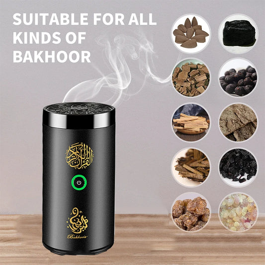 2-in-1 Multifunction Muslim Quran Speaker with Bakhoor Incense Burner & Remote Smart Control