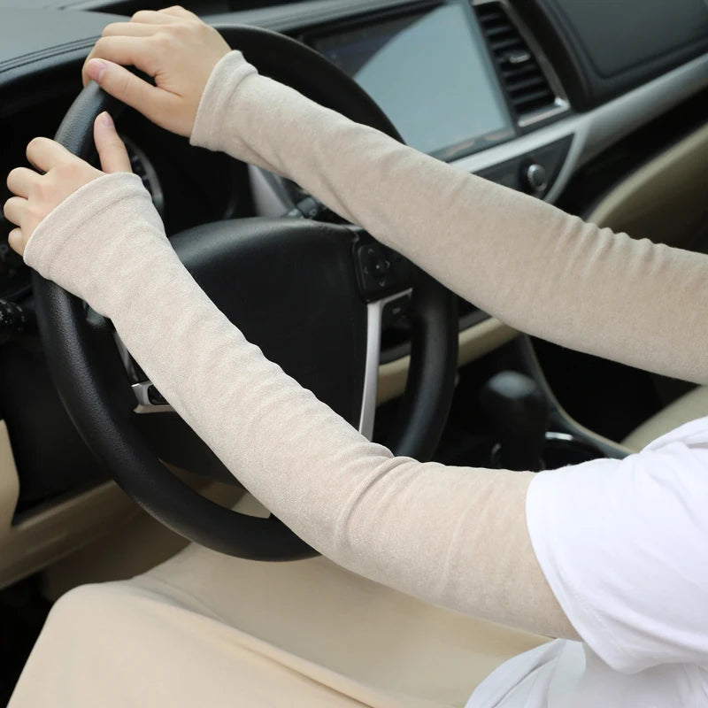 Warm Winter Arm Sleeves & Mittens | Thick Women's Fingerless Long Arm Warmer Gloves