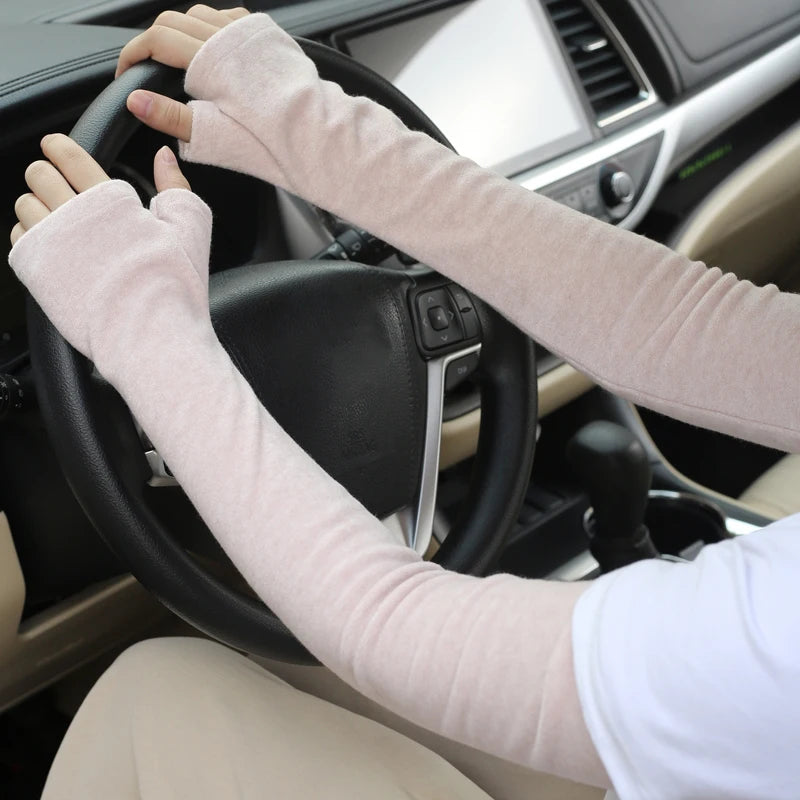 Warm Winter Arm Sleeves & Mittens | Thick Women's Fingerless Long Arm Warmer Gloves