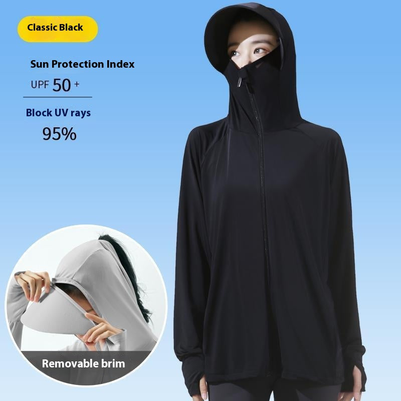 Women's active hooded Loose  rash guard UV Sun Protection