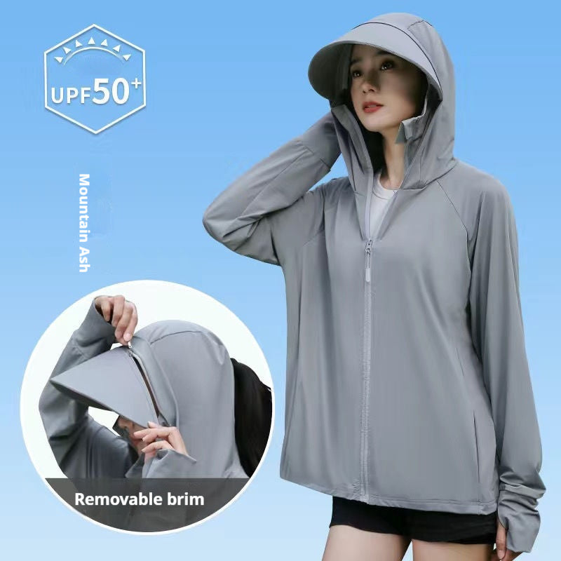 Women's active hooded Loose  rash guard UV Sun Protection