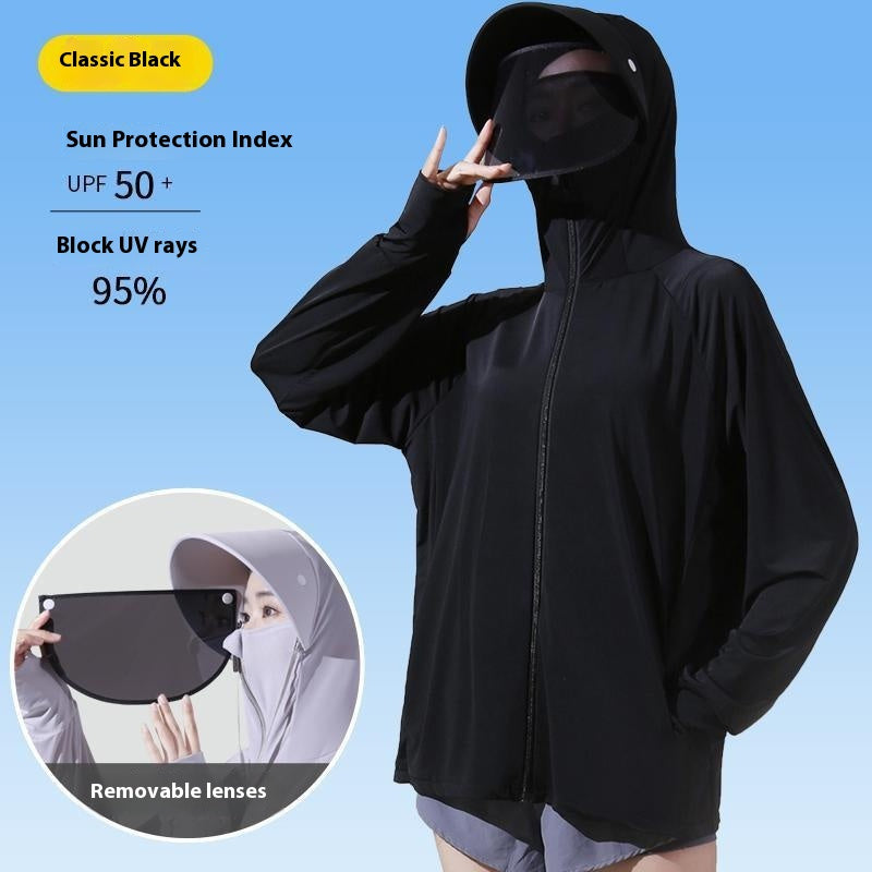 Women's active hooded Loose  rash guard UV Sun Protection