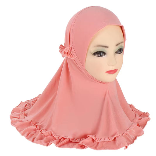 Muslim Girls' Hijabs - Soft Stretch instant hijab for Children Aged 2 to 7 Years