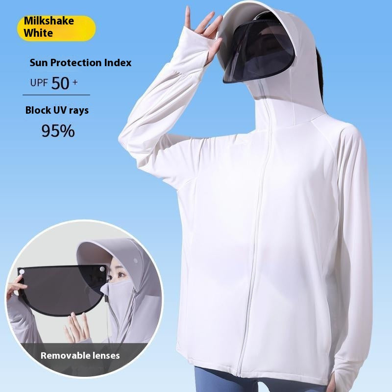 Women's active hooded Loose  rash guard UV Sun Protection