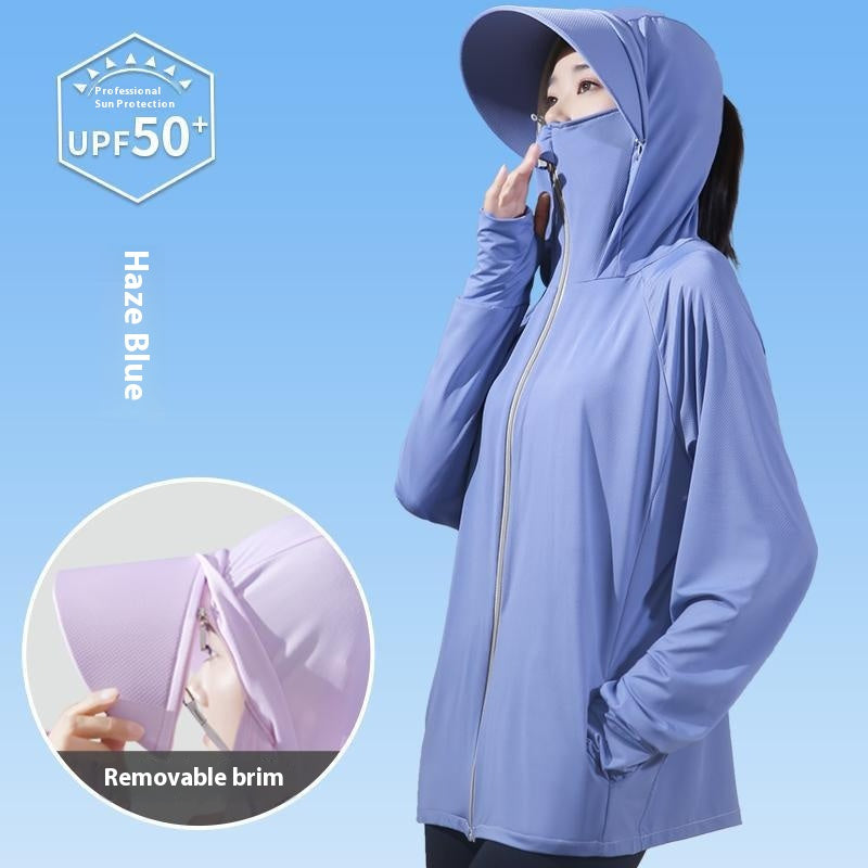 Women's active hooded Loose  rash guard UV Sun Protection