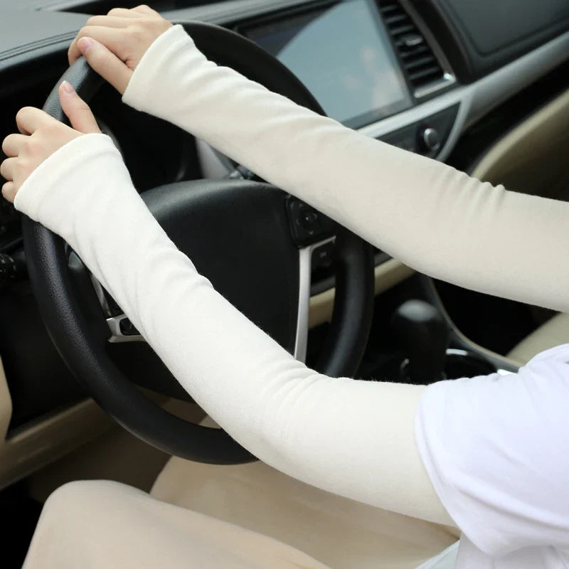 Warm Winter Arm Sleeves & Mittens | Thick Women's Fingerless Long Arm Warmer Gloves