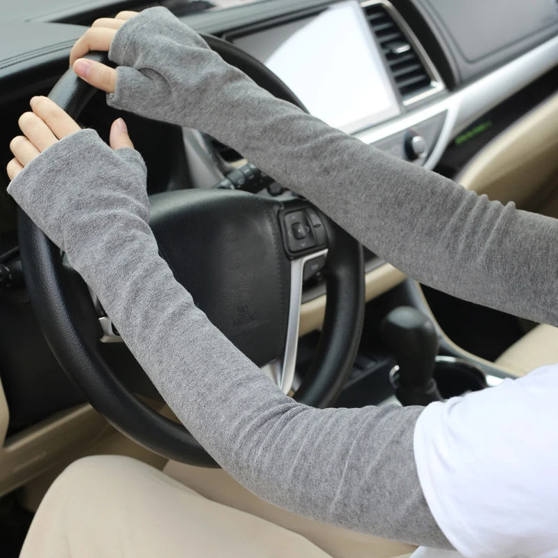 Warm Winter Arm Sleeves & Mittens | Thick Women's Fingerless Long Arm Warmer Gloves