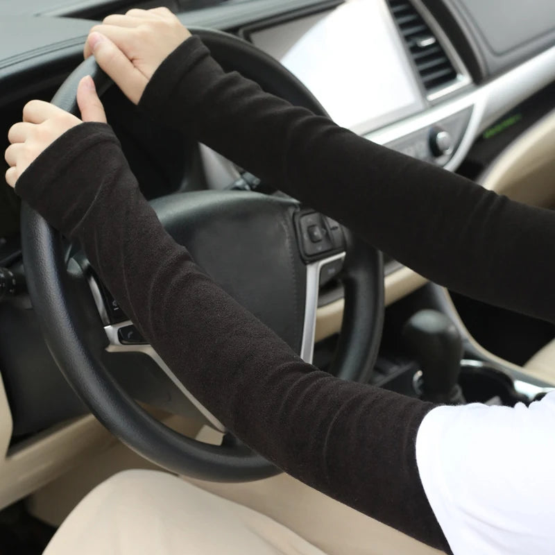 Warm Winter Arm Sleeves & Mittens | Thick Women's Fingerless Long Arm Warmer Gloves