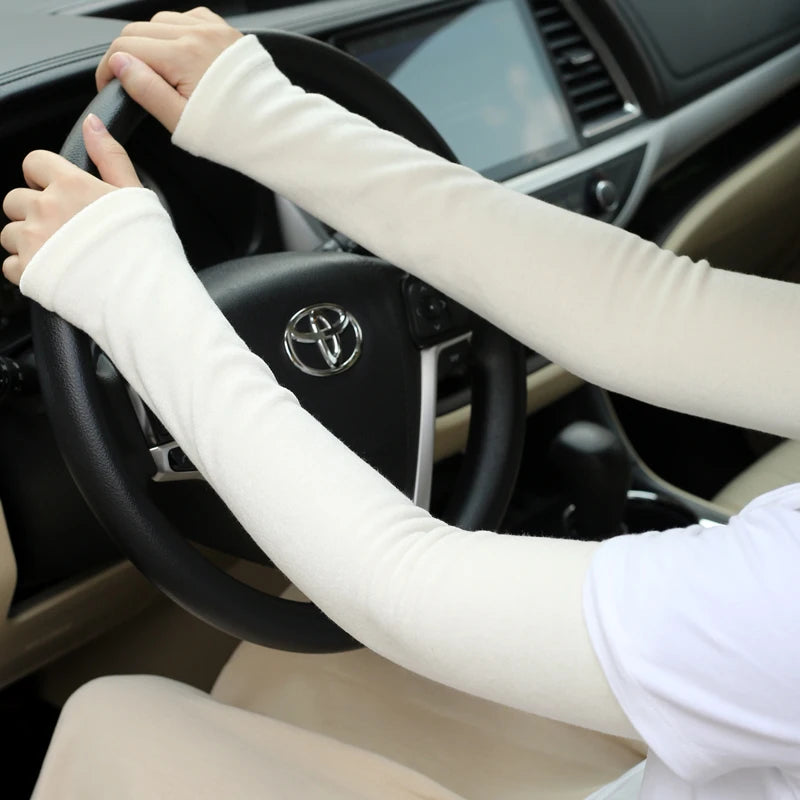 Warm Winter Arm Sleeves & Mittens | Thick Women's Fingerless Long Arm Warmer Gloves