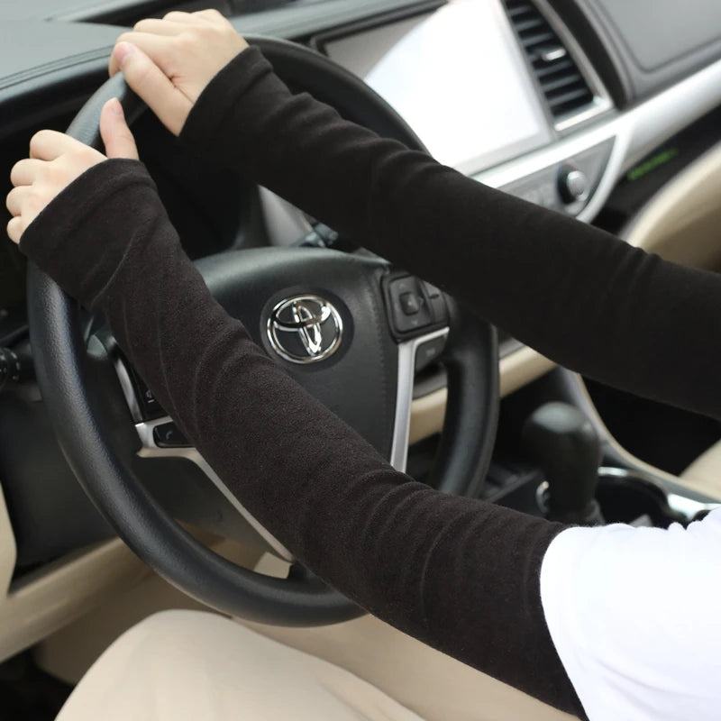 Warm Winter Arm Sleeves & Mittens | Thick Women's Fingerless Long Arm Warmer Gloves