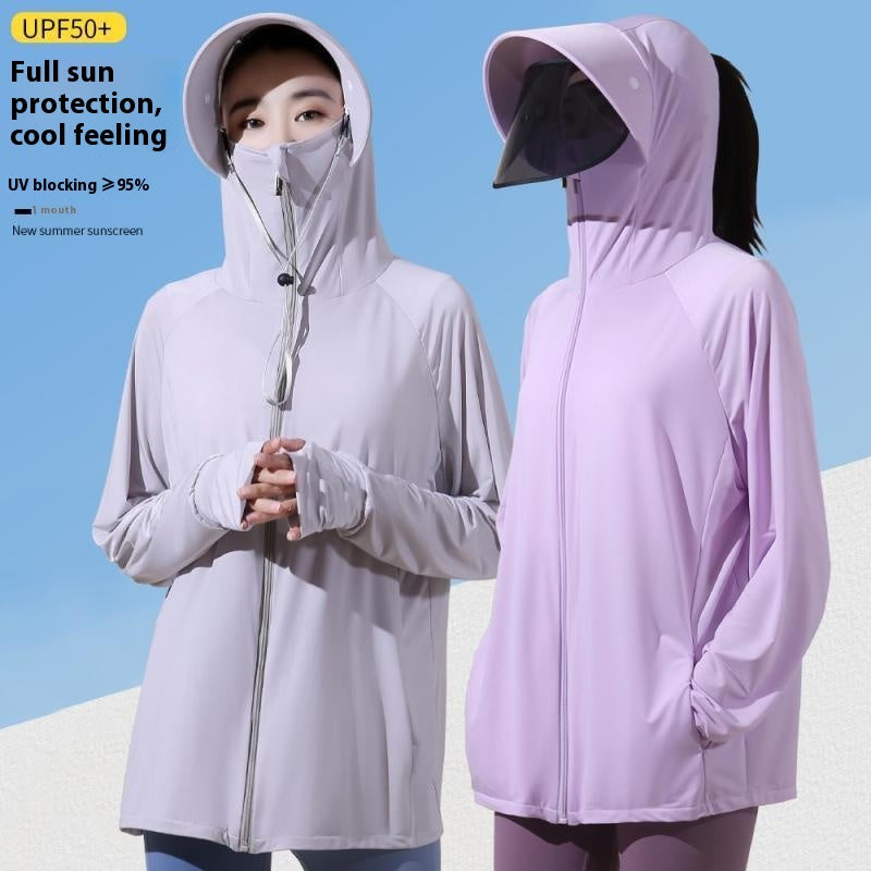 Women's active hooded Loose  rash guard UV Sun Protection