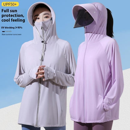 Women's active hooded Loose  rash guard UV Sun Protection