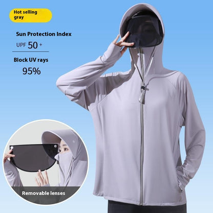 Women's active hooded Loose  rash guard UV Sun Protection